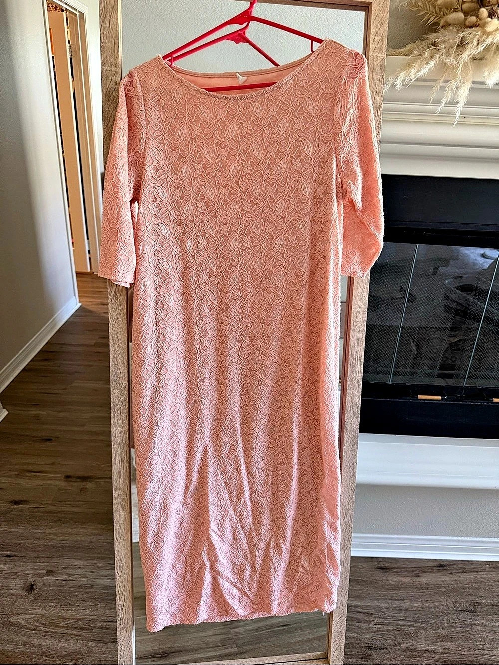Pink Blush Pink Lace Midi Dress
